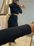 Conjunto canelado saia e cropped manga longa (preto) na internet