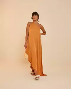 Vestido Acetinado Maíra curcuma - Zaion