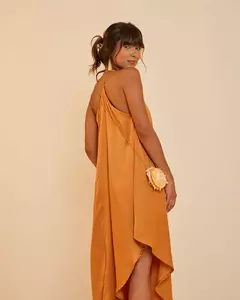Vestido Acetinado Maíra curcuma