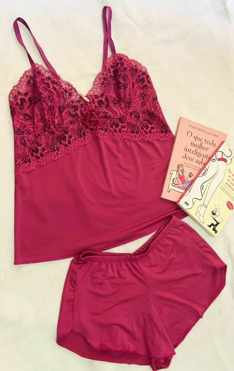 Baby Doll Malu Bicolor Rosa com Preto