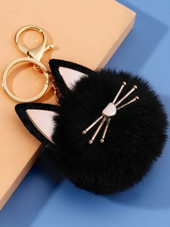 Chaveiro pompom pelúcia de gato - comprar online