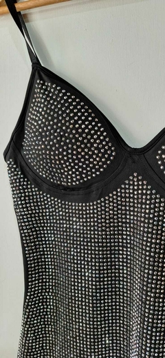 Vestido negro hot fix plata - comprar online