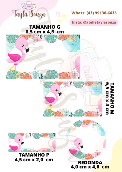 ETIQUETA ESCOLAR FLAMINGO