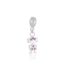 Berloque Menina com Zircônia Rosa