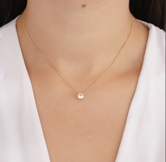 Colar Ponto de Luz de Zirconia no Dourado