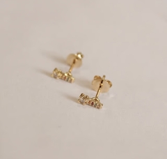 Brinco Palitinho de Microzirconias e Zirconia na Ponta no Dourado com Multicor - comprar online