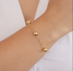 Pulseira com Bolas Lisas na Corrente Cartier no Dourado