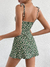 Floral suspender split mini vestido 2023 verão novo magro sem mangas patry prai