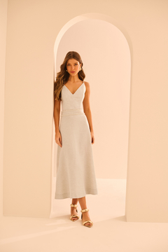 VESTIDO MIDI COS COM PEROLAS