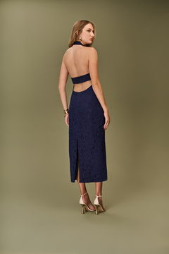 Imagem do VESTIDO MIDI FENDA E DECOTE COSTAS - AZUL MARINHO