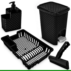Kit Cozinha Elegante: Porta Detergente com Bico Dosador, Lixeira... Praticidade e Estilo na sua Pia! - comprar online