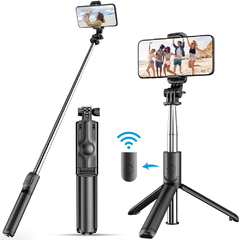 Vara de Selfie com controle remoto, Bluetooth, 1.045m Estendida, Sem Fio, com Tripé Dobrável e Luz de Preenchimento
