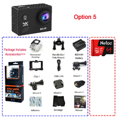 Câmera de ação ultra hd 4k 16mp wifi 2.0 "tela 170d subaquática 30m. na internet