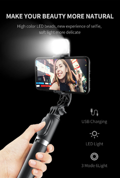 Vara de Selfie com controle remoto, Bluetooth, 1.045m Estendida, Sem Fio, com Tripé Dobrável e Luz de Preenchimento na internet