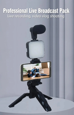 Kit Essencial com Tripé, Suporte, Mini Microfone e LED para Vídeos Impactantes no TikTok e YouTube, Alta Definição. - comprar online