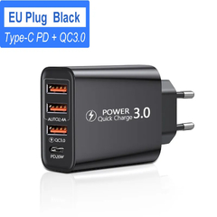 Carregador USB C 60W 4 portas PD Tipo C Carregamento Rápido, para Todos os Dispositivos na internet