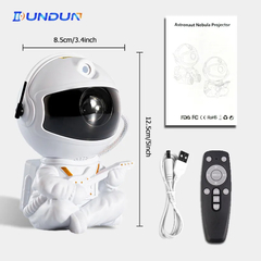 Projetor de Luz Astronauta 360° para Crianças e Adultos com Efeitos Nebulosa, Céu Noturno e Luzes