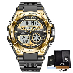 Relógio de quartzo cronógrafo masculino, LIGE Dual Display, Casual, Esporte. - appeshopp.com.br