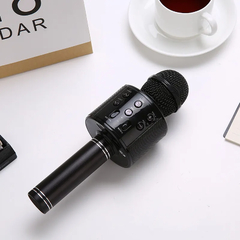 Microfone sem fio Bluetooth com luzes LED, microfone portátil, alto-falante - loja online