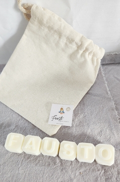 Souvenir jabones set JANA nombre bolsa lienzo