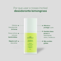 Desodorante Natural Lemongrass e Sálvia 55ml - Use Orgânico - comprar online