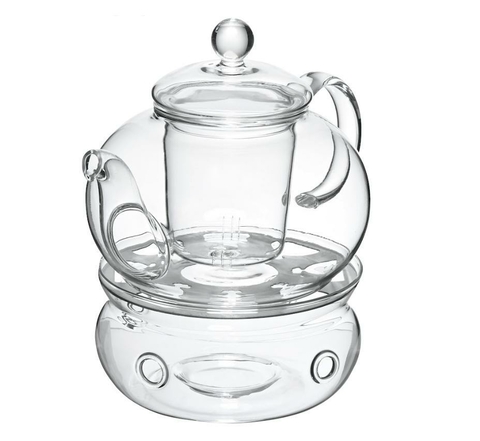 Jogo Chaleira E Rechaud Vidro Boro 750 Ml Mimo Style Vd22158