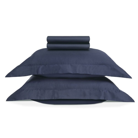 Jogo Cama Queen Size Karsten 270 Fios Domos Marinho 4 Peças