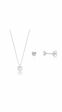 Conjunto de Prata Colar e Brinco Ponto de Luz Coração - comprar online