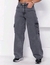 Calça cargo jeans grafite