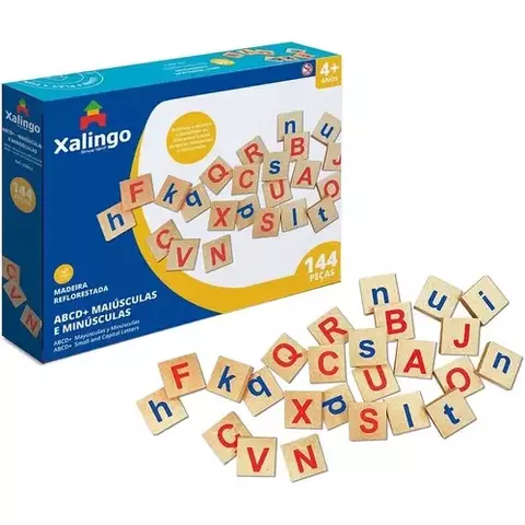 Brinquedo pedagógico (madeira) Abc Maiusculas/Minuscul. 144pc - Xalingo