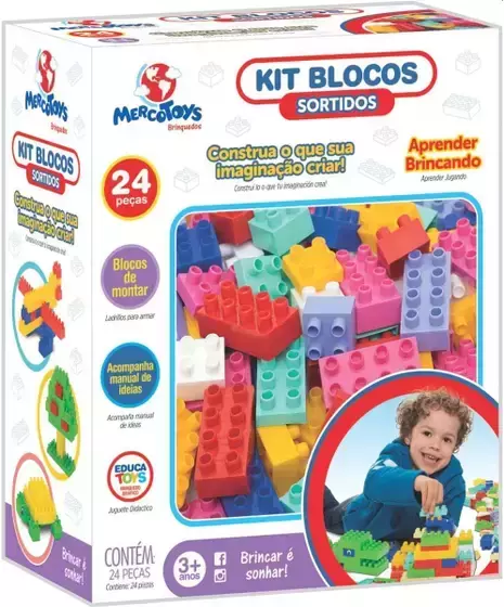 Brinquedo para montar Kit Blocos 24pcs Sortidos - Merco Toys