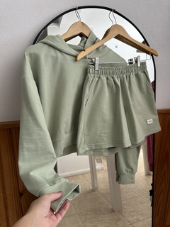 Buzo canguro + short dona