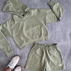 Buzo canguro + short dona - oasis indumentaria deportiva