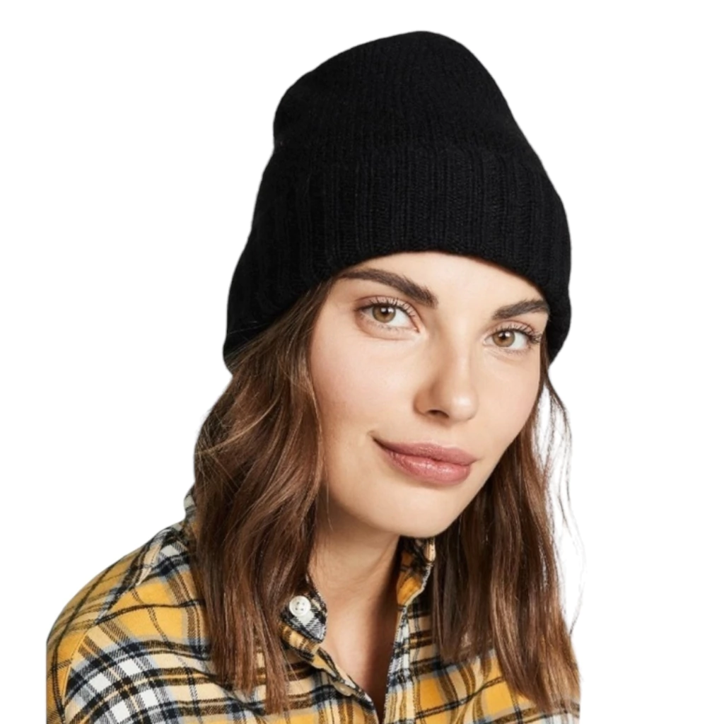 Gorro de Lana Beanie Negro Básico Mujer