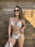Conjunto biquini e saida tule bege