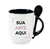Caneca Cônica com Colher Alça e Interior Preto