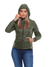 Jaqueta Feminina 6083verdemilitar Manga Corta Vento Bolsos Zíper Verde Militar