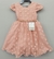 Vestido Infantil Pêssego Poá Com Cinto de Strass e Pérolas Tamanho:1 (4493PS1
