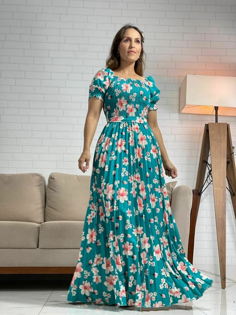 VESTIDO ADRIELY - FLORAL VERDE