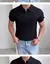 Polo ajustado de verano para hombre, camiseta de manga corta de punto de seda helada con cuello en V a rayas, informal, a la moda, para hombres maduros - Excorp International SA de CV