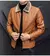 Chaqueta de cuero marrón Vintage para hombre, abrigo cálido a prueba de viento con cuello de piel sintética para invierno, ropa de lujo para hombre, chaqueta de cuero para hombre - Excorp International SA de CV