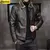 Chaqueta de cuero marrón Vintage para hombre, abrigo cálido a prueba de viento con cuello de piel sintética para invierno, ropa de lujo para hombre, chaqueta de cuero para hombre - Excorp International SA de CV