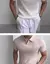 Imagen de Polo ajustado de verano para hombre, camiseta de manga corta de punto de seda helada con cuello en V a rayas, informal, a la moda, para hombres maduros