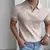 Polo ajustado de verano para hombre, camiseta de manga corta de punto de seda helada con cuello en V a rayas, informal, a la moda, para hombres maduros