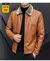 Chaqueta de cuero marrón Vintage para hombre, abrigo cálido a prueba de viento con cuello de piel sintética para invierno, ropa de lujo para hombre, chaqueta de cuero para hombre - Excorp International SA de CV