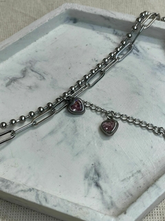 PULSERA DOBLE + DIJE CORAZON - comprar online