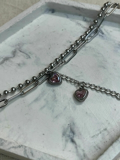 PULSERA DOBLE + DIJE CORAZON