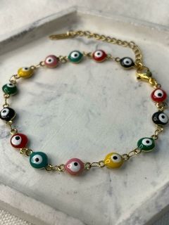 PULSERA OJO TURCO ACERO DORADO