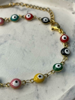 PULSERA OJO TURCO ACERO DORADO - comprar online