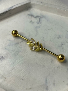 BARRA HOJITA STRASS DORADO